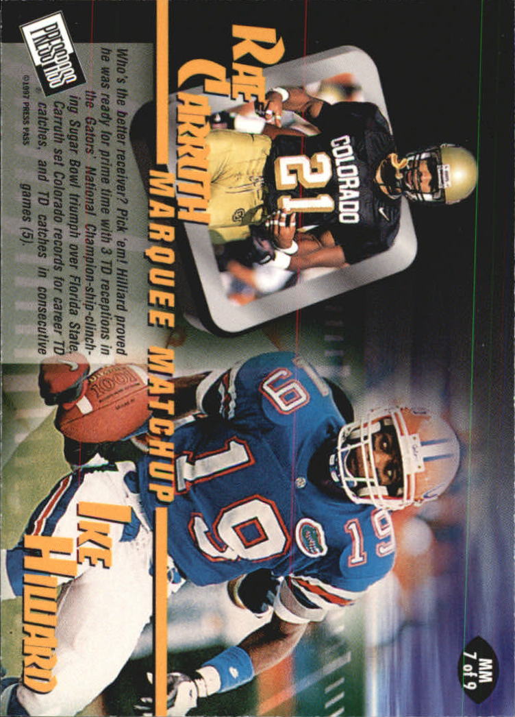 1997 Press Pass Marquee Matchups #MM7 R.Carruth/I.Hilliard back image