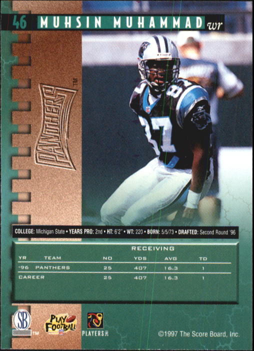 1997 Pro Line #46 Muhsin Muhammad back image