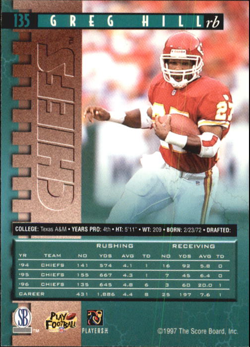 1997 Pro Line #135 Greg Hill back image