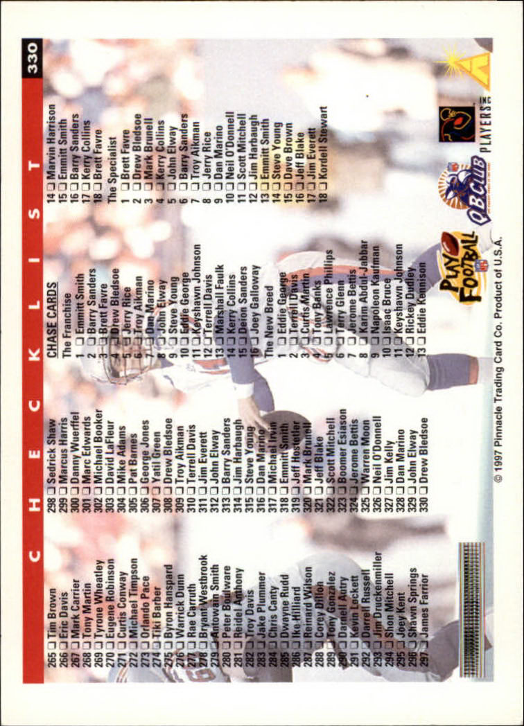 A7988- 1997 Score Football Cards 201-330 +Inserts -You Pick- 15+ FREE US SHIP - Picture 231 of 247