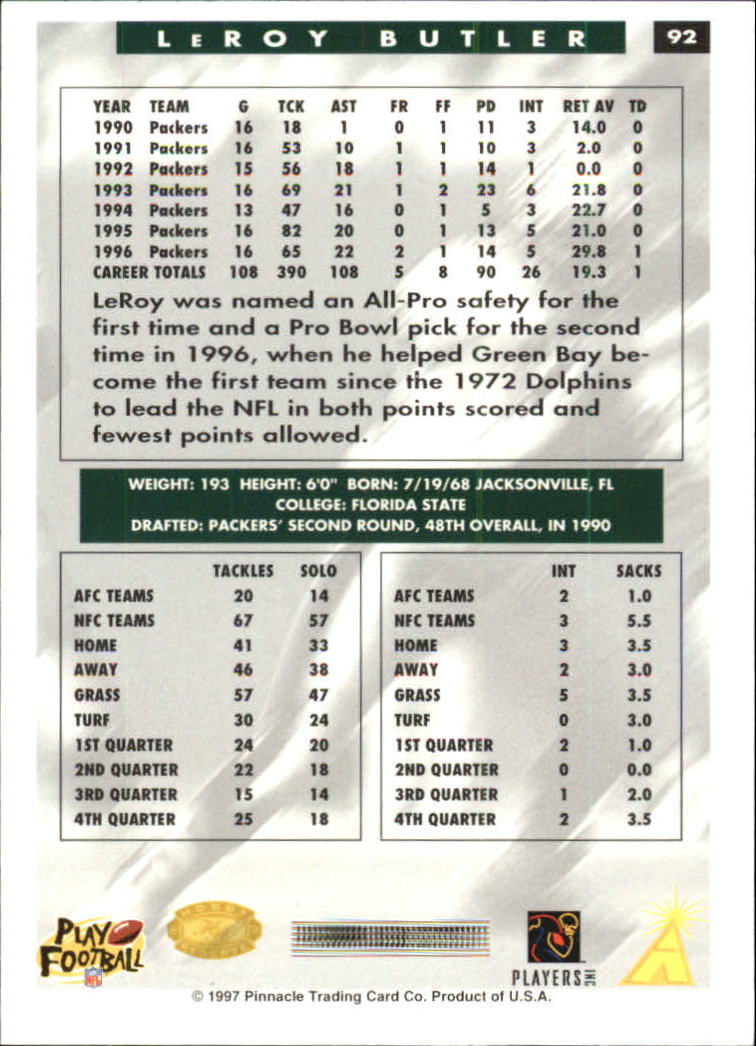B4069- 1997 Score Hobby Reserve Football #s 1-200 -You Pick- 15+ FREE US SHIP - Picture 183 of 393