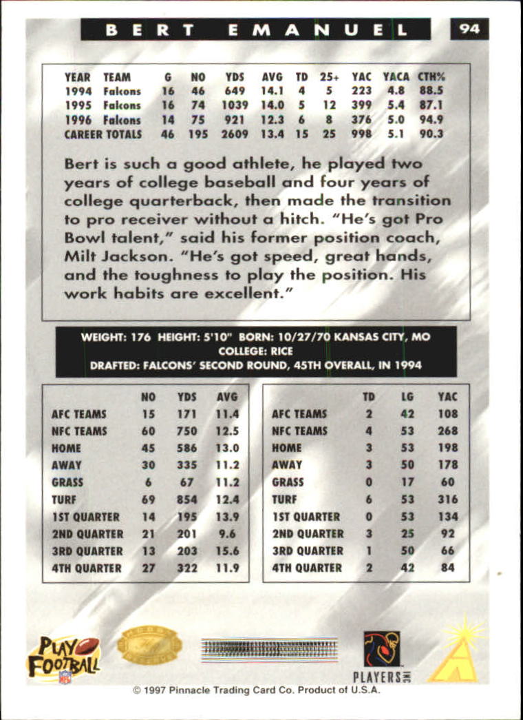 B4069- 1997 Score Hobby Reserve Football #s 1-200 -You Pick- 15+ FREE US SHIP - Picture 187 of 393