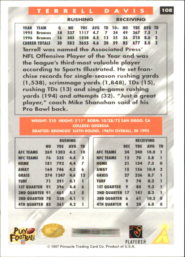 B4069- 1997 Score Hobby Reserve Football #s 1-200 -You Pick- 15+ FREE US SHIP - Picture 213 of 393
