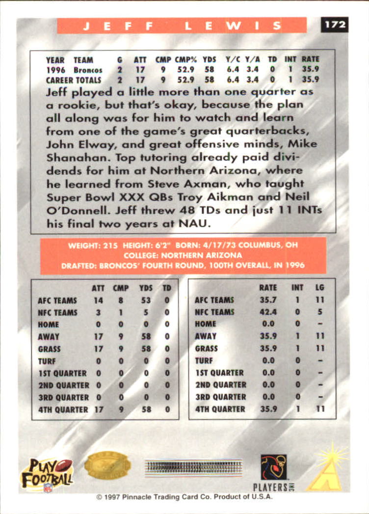 B4069- 1997 Score Hobby Reserve Football #s 1-200 -You Pick- 15+ FREE US SHIP - Picture 339 of 393
