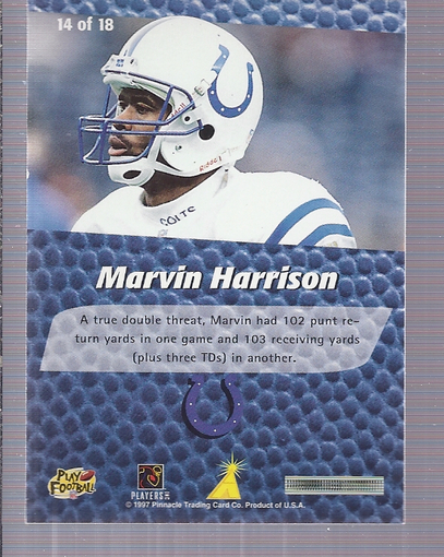 1997 Score New Breed #14 Marvin Harrison back image