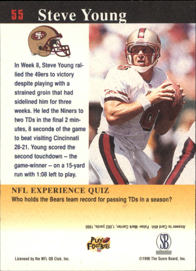 1997 Score Board NFL Experience #55 Steve Young back image