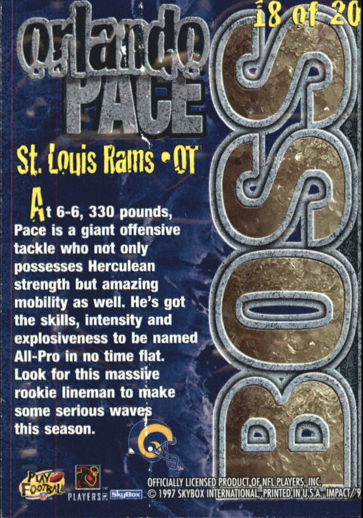 1997 SkyBox Impact Boss #18 Orlando Pace back image