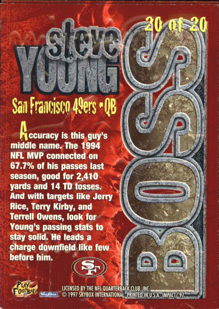 1997 SkyBox Impact Boss #20 Steve Young back image