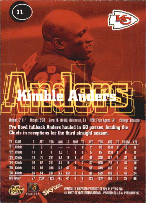 1997 Skybox Premium Football "Main Set" Base Cards - Picture 21 of 361