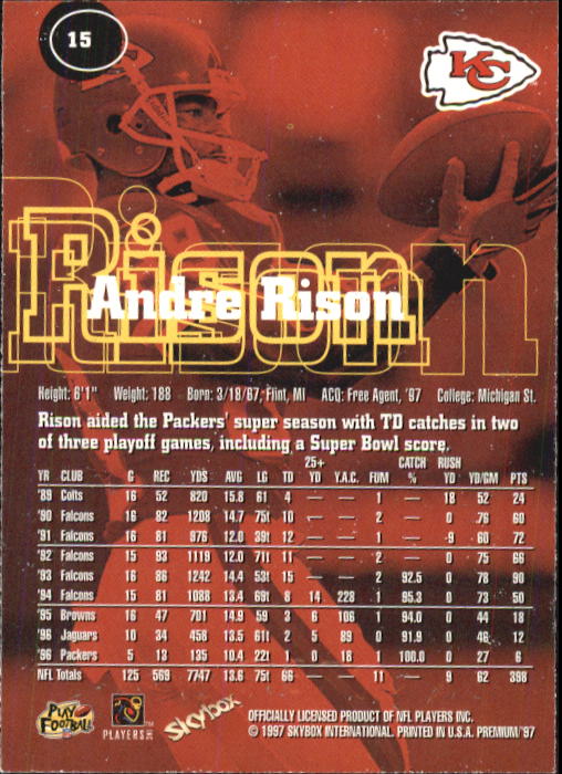 1997 Skybox Premium Football "Main Set" Base Cards - Picture 25 of 361