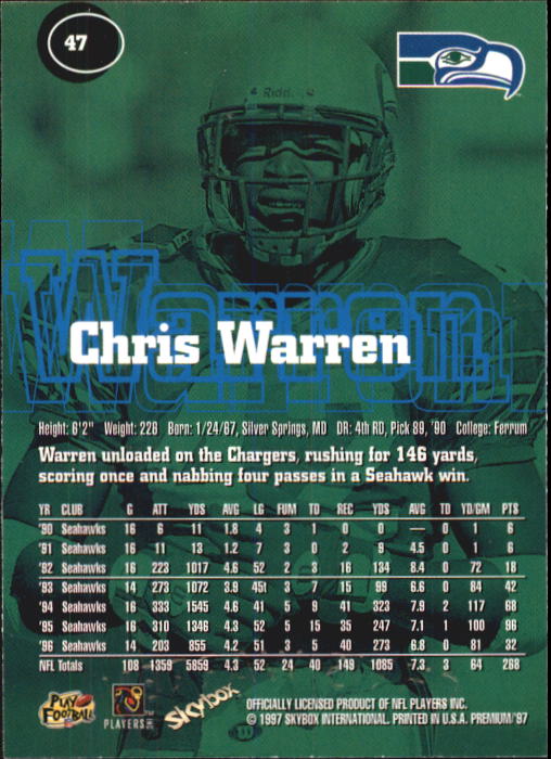 1997 Skybox Premium Football "Main Set" Base Cards - Picture 75 of 361