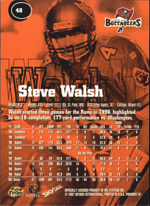 1997 Skybox Premium Football "Main Set" Base Cards - Picture 77 of 361