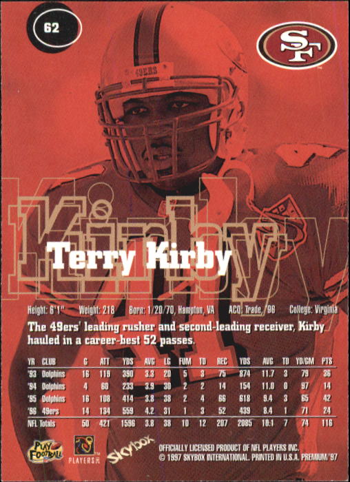 1997 Skybox Premium Football "Main Set" Base Cards - Picture 93 of 361