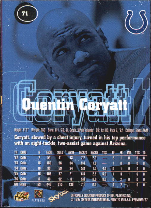 1997 Skybox Premium Football "Main Set" Base Cards - Picture 109 of 361