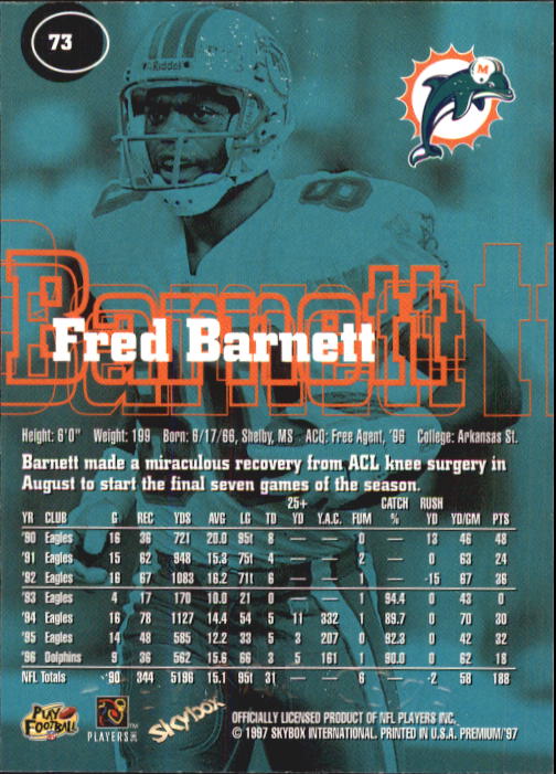 1997 Skybox Premium Football "Main Set" Base Cards - Picture 113 of 361
