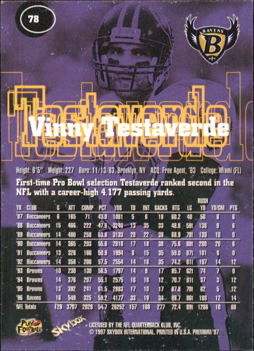 1997 Skybox Premium Football "Main Set" Base Cards - Picture 123 of 361