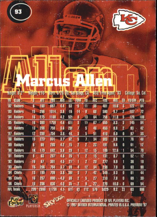 1997 Skybox Premium Football "Main Set" Base Cards - Picture 145 of 361