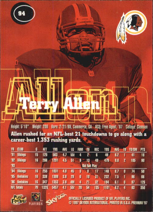 1997 Skybox Premium Football "Main Set" Base Cards - Picture 147 of 361