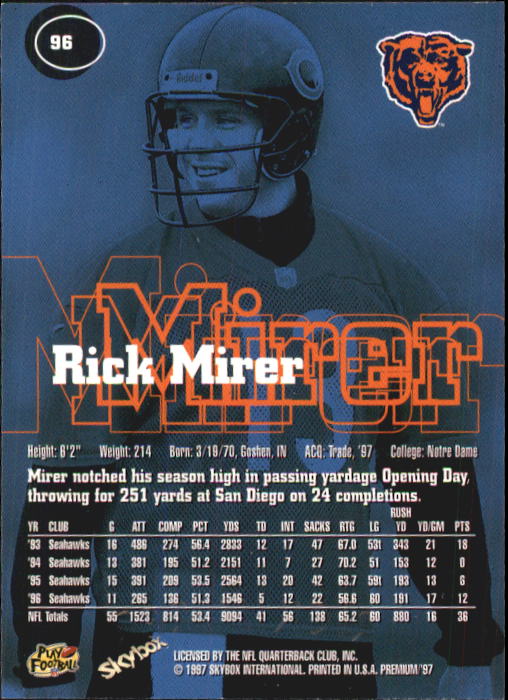 1997 Skybox Premium Football "Main Set" Base Cards - Picture 151 of 361