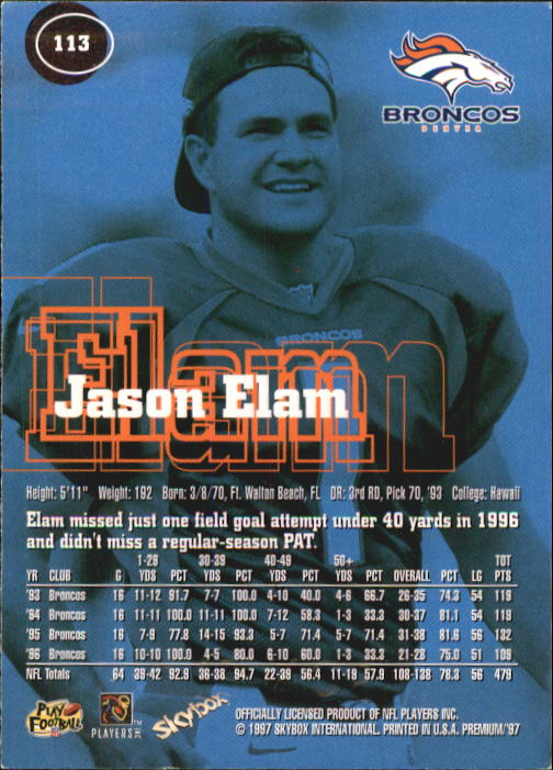 1997 Skybox Premium Football "Main Set" Base Cards - Picture 179 of 361