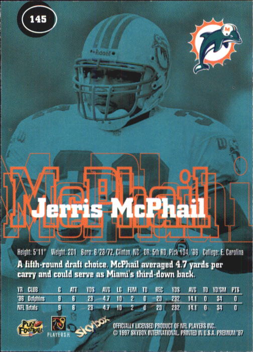 1997 Skybox Premium Football "Main Set" Base Cards - Picture 213 of 361