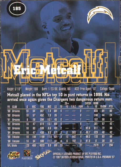 1997 Skybox Premium Football "Main Set" Base Cards - Picture 269 of 361