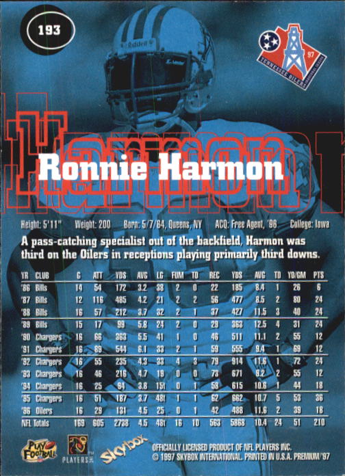 1997 Skybox Premium Football "Main Set" Base Cards - Picture 277 of 361