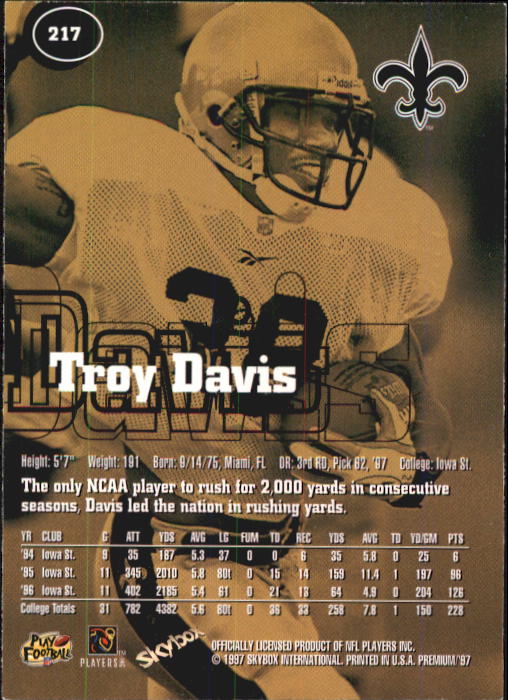 1997 Skybox Premium Football "Main Set" Base Cards - Picture 315 of 361