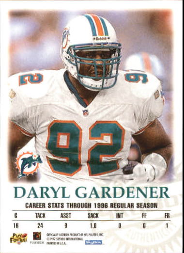 1997 SkyBox Premium Autographics #23 Daryl Gardener EX/IM/S back image
