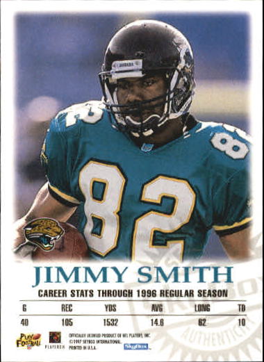 1997 SkyBox Premium Autographics #56 Jimmy Smith IM/S back image