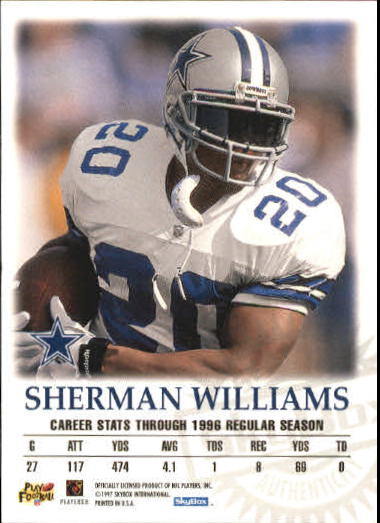 1997 SkyBox Premium Autographics #69 Sherman Williams/EX/IM/S back image