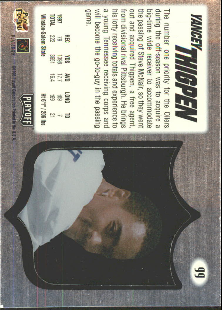 1998 Absolute Hobby Silver #99 Yancey Thigpen back image