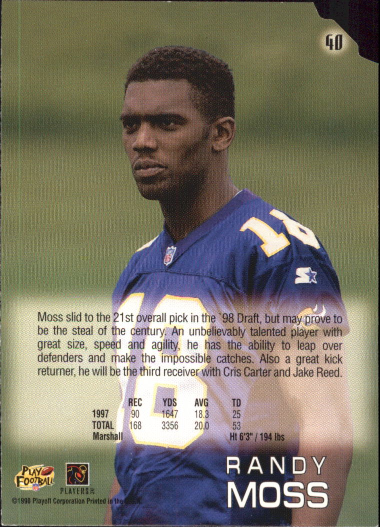 1998 Absolute Retail #40 Randy Moss RC back image