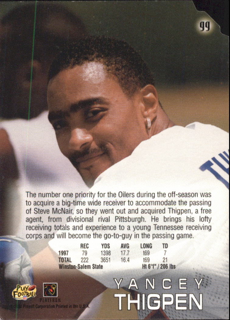 1998 Absolute Retail #99 Yancey Thigpen back image