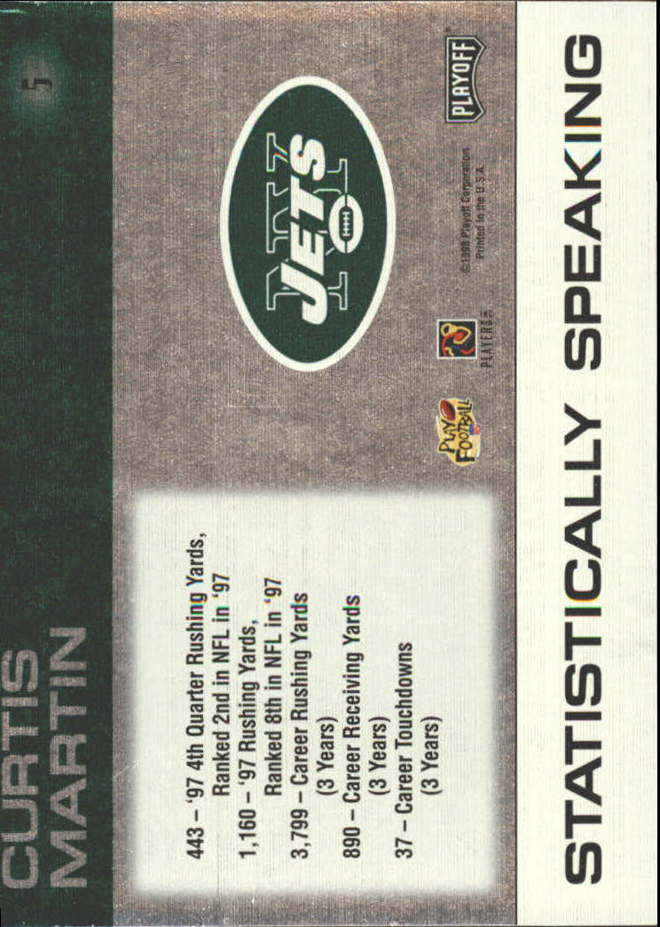 1998 Absolute Statistically Speaking #5 Curtis Martin back image