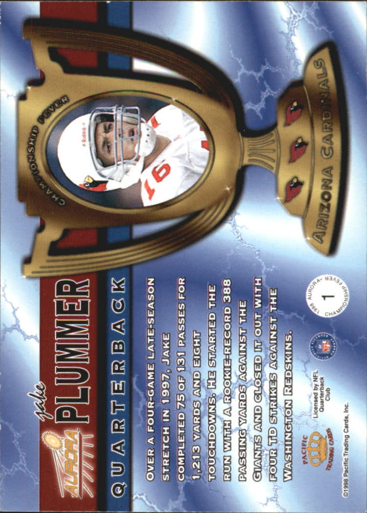 1998 Aurora Championship Fever #1 Jake Plummer back image