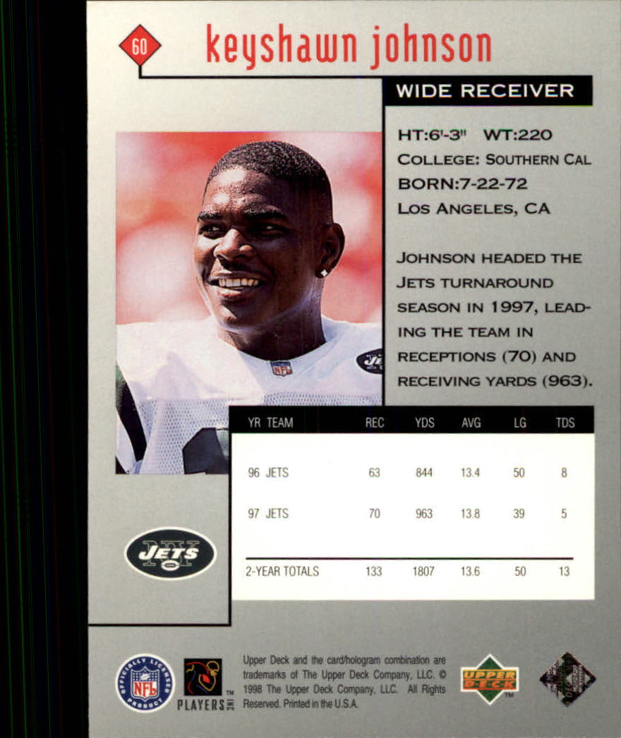 1998 Black Diamond Rookies #60 Keyshawn Johnson back image