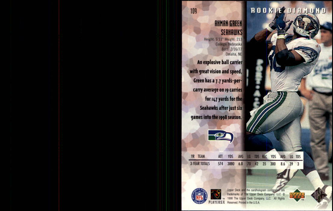 1998 Black Diamond Rookies #109 Ahman Green RC back image