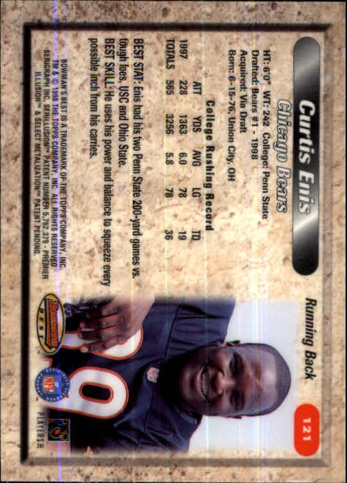 1998 Bowman's Best #121 Curtis Enis RC back image