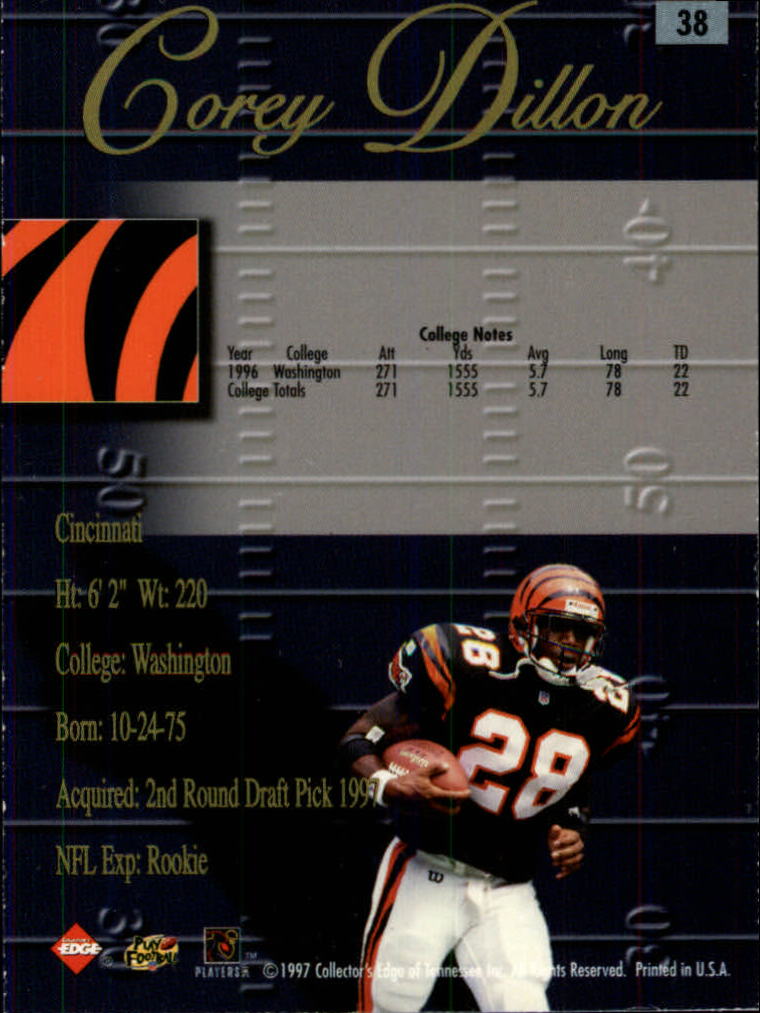1998 Collector's Edge Advantage 50-point #38 Corey Dillon back image