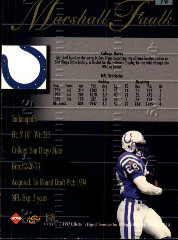 1998 Collector's Edge Advantage 50-point #70 Marshall Faulk back image