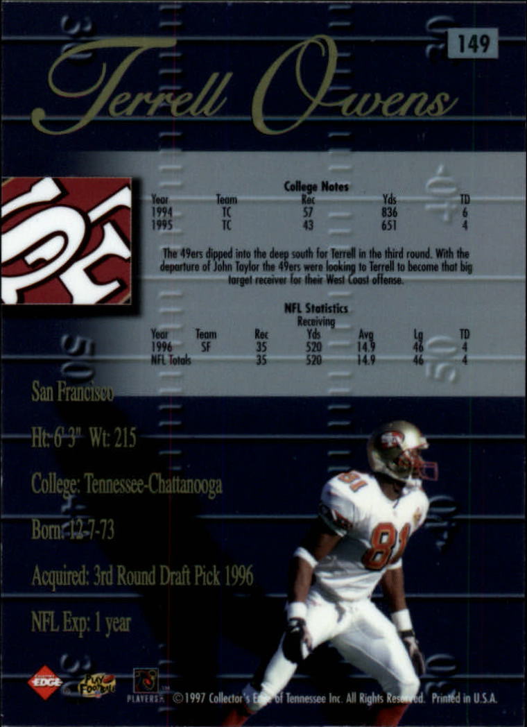 1998 Collector's Edge Advantage Silver #149 Terrell Owens back image