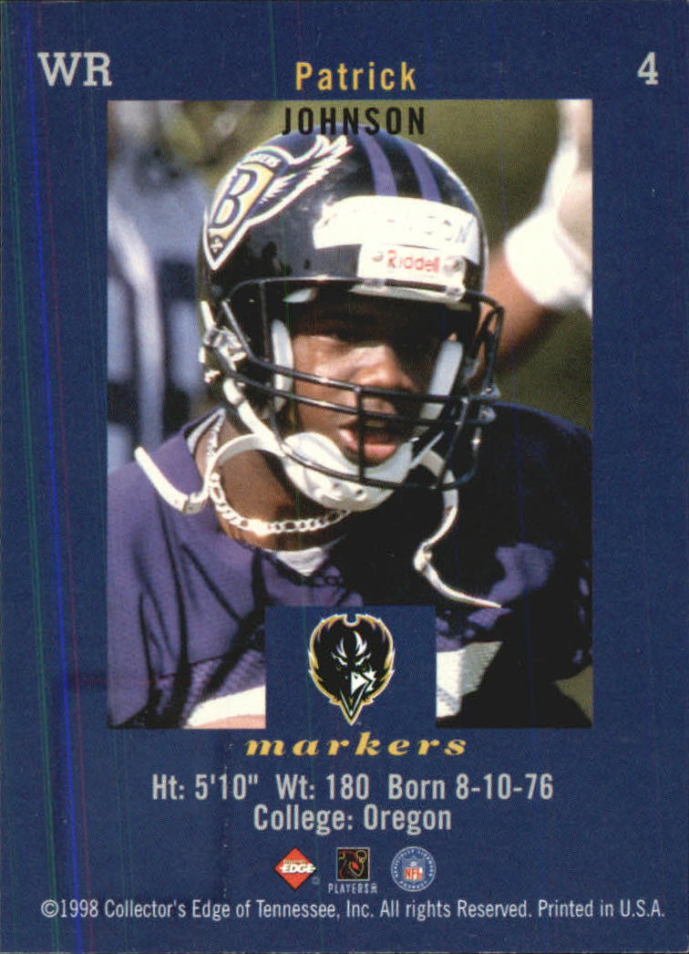 1998 Collector's Edge First Place Markers #4 Pat Johnson back image