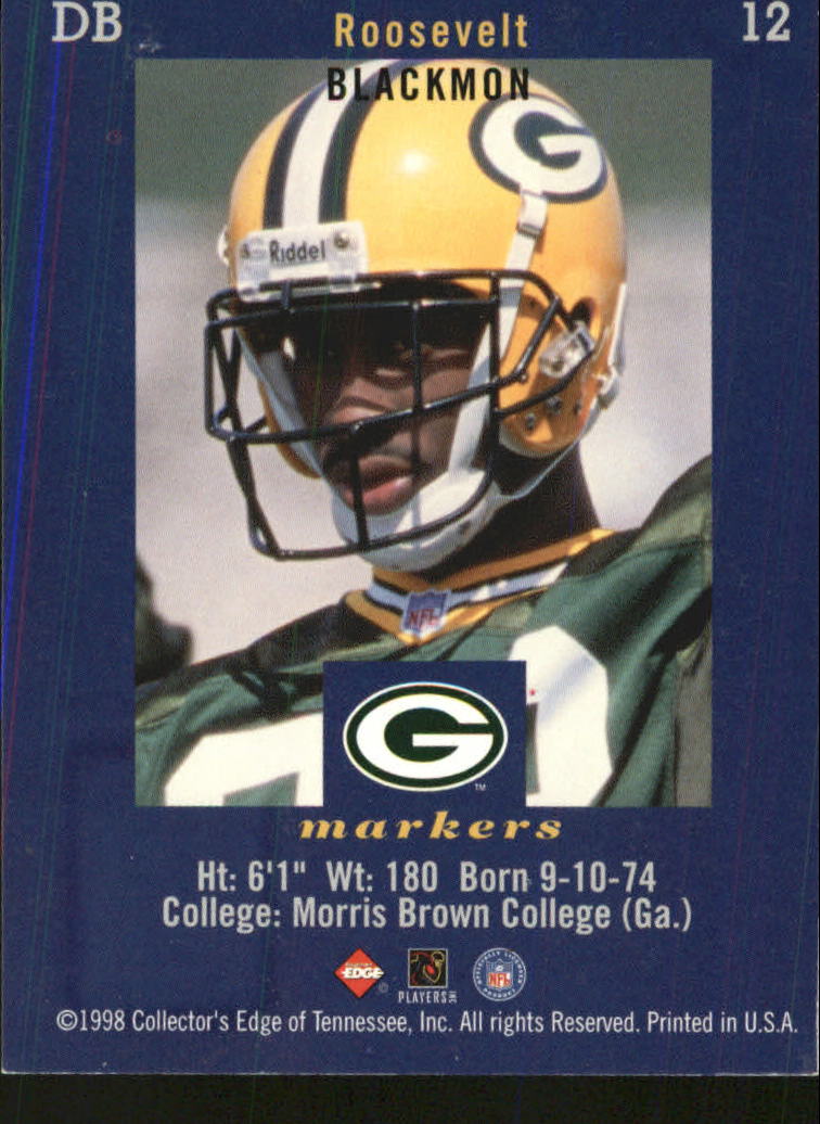 1998 Collector's Edge First Place Markers #12 Roosevelt Blackmon back image