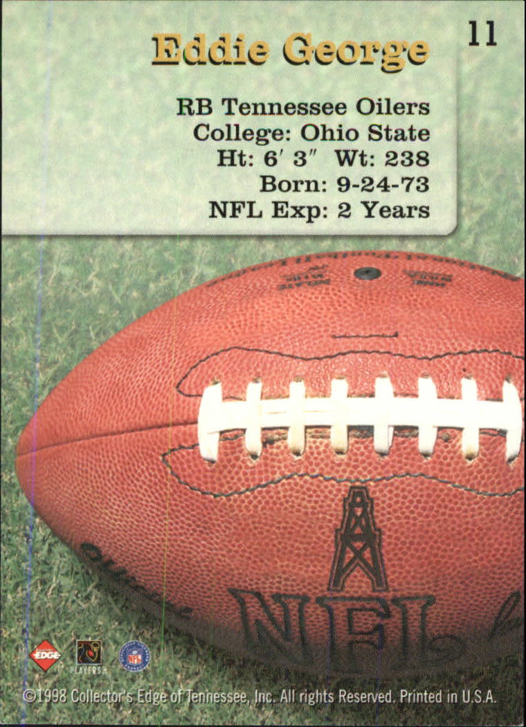 1998 Collector's Edge First Place Successors #11 Eddie George back image