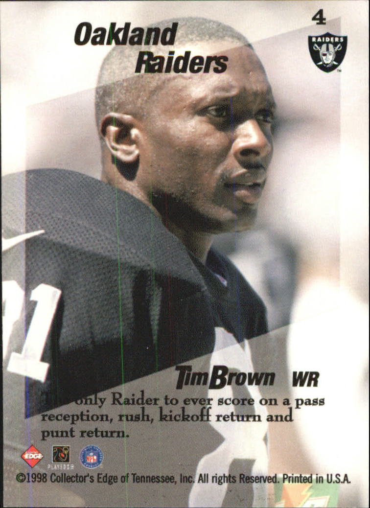 1998 Collector's Edge First Place Triple Threat #4 Tim Brown back image