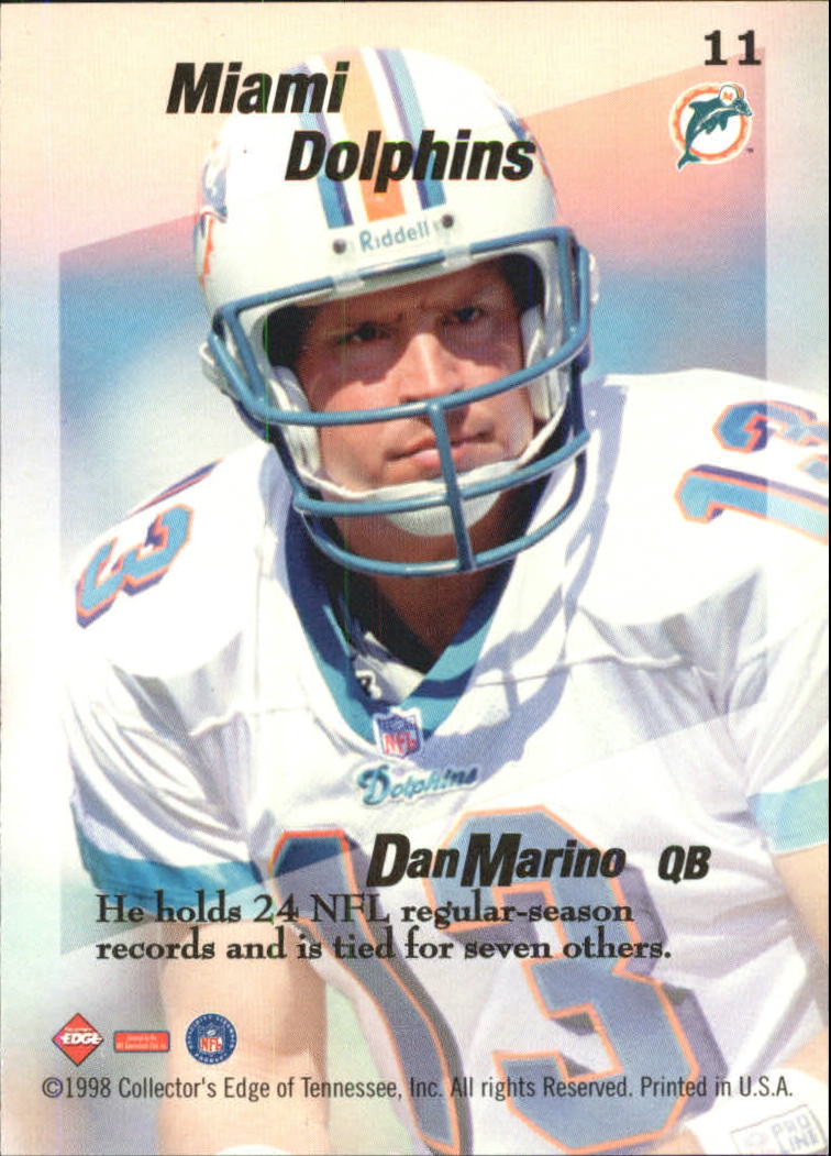 1998 Collector's Edge First Place Triple Threat #11 Dan Marino back image