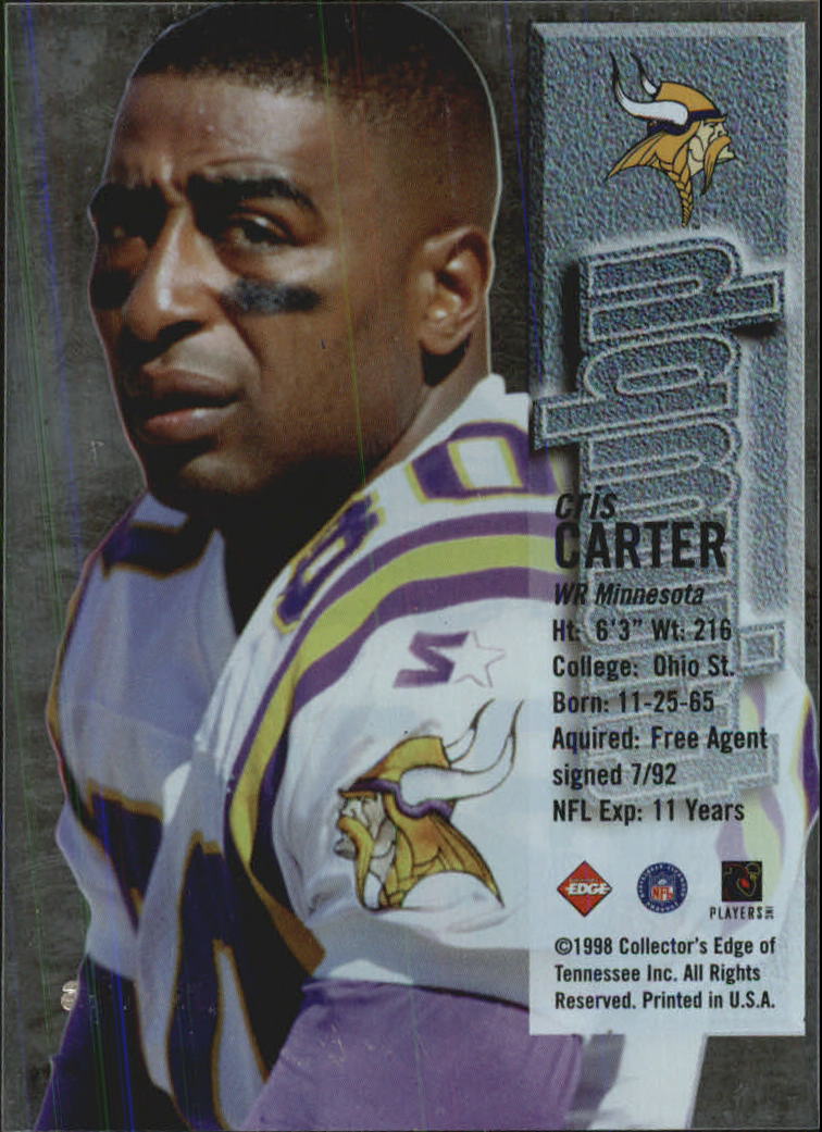 1998 Collector's Edge First Place Triumph #6 Cris Carter back image