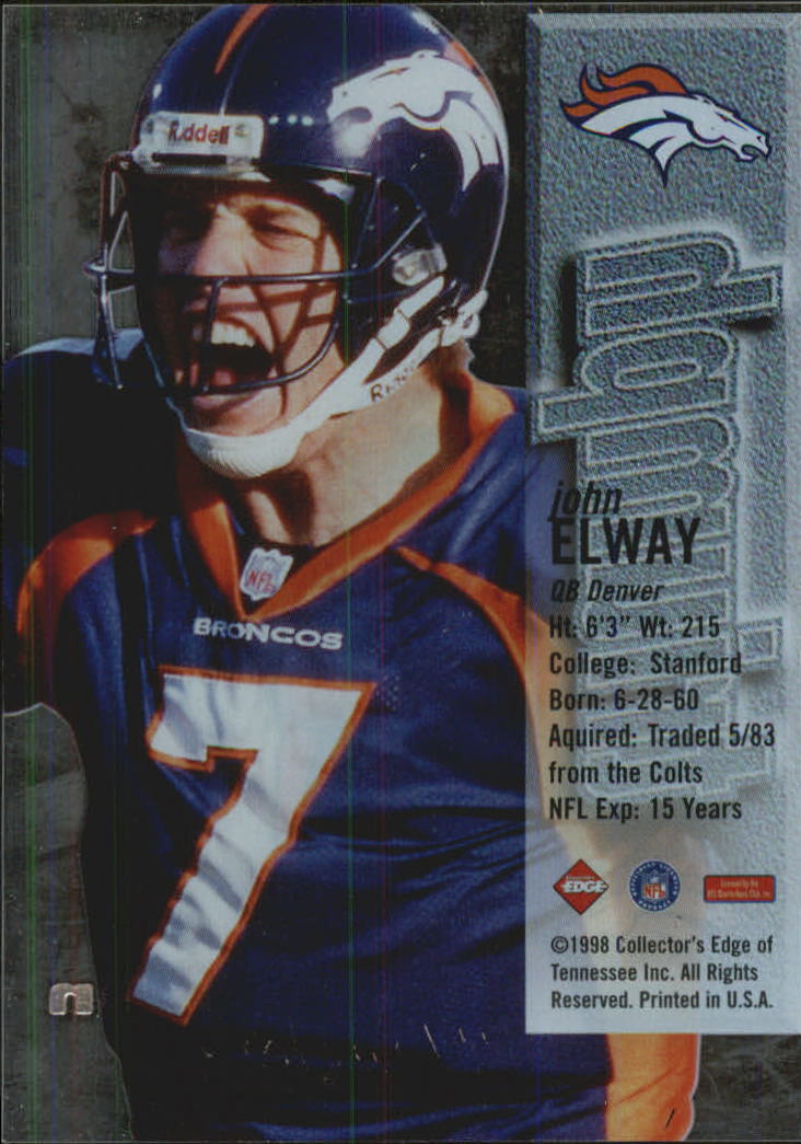 1998 Collector's Edge First Place Triumph #10 John Elway back image
