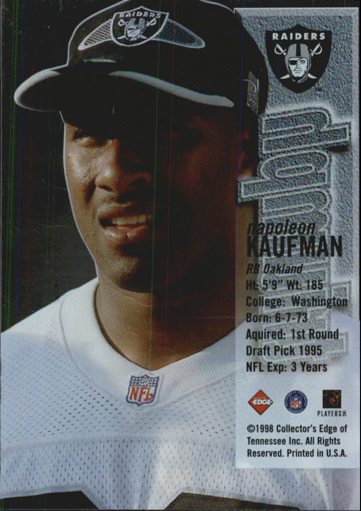 1998 Collector's Edge First Place Triumph #14 Napoleon Kaufman back image